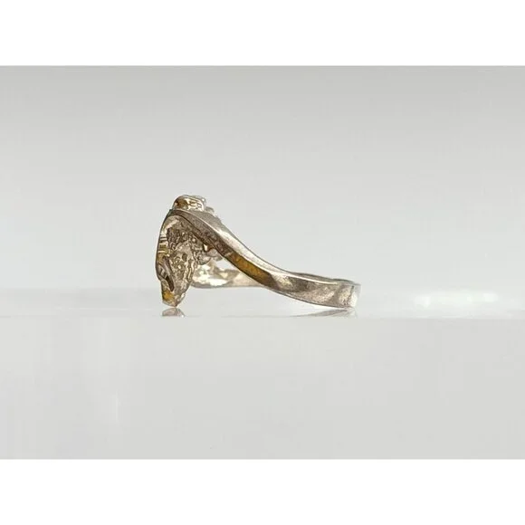 Multi Heart Shaped Carved Love Themed Sterling Silver 925 Vintage Ring - sz 6 - Picture 6 of 14